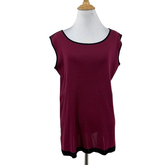 Misook Tank Women PS Small Petite Berry Exclusively Cap Sleeve Split Hem Acrylic - Picture 1 of 9